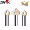 Mũi phay gỗ alu chữ V 5cm CNC vát 90 độ không bi Tideway cao cấp 0301 MSV-90-TW
