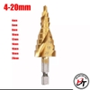Bộ 3 Mũi khoan tháp bước Xoắn đa năng chuôi lục giác hợp kim tầng HSS khoét lỗ sắt gỗ nhựa MKT-V-TQ-B3C-X