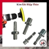 Đầu chuyển máy khoan thành máy cắt mài ti gắn đĩa chà nhám chuôi tròn và lục giác M10 M14 DCMK