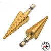 Bộ 3 Mũi khoan tháp bước Thẳng đa năng chuôi lục giác hợp kim tầng HSS khoét lỗ sắt gỗ nhựa MKT-V-TQ-B3C-T