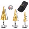Bộ 3 Mũi khoan tháp bước Xoắn đa năng chuôi lục giác hợp kim tầng HSS khoét lỗ sắt gỗ nhựa MKT-V-TQ-B3C-X
