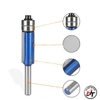 Mũi phay gỗ thẳng có 2 bi trên mũi soi lấy nền Xanh cốt bé 6.35mm T2BTD-X