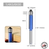 Mũi phay gỗ thẳng có 2 bi trên mũi soi lấy nền Xanh cốt bé 6.35mm T2BTD-X