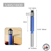Mũi phay gỗ thẳng có 2 bi trên mũi soi lấy nền Xanh cốt bé 6.35mm T2BTD-X