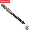 Bộ 3 mũi vít chống trượt BROPPE đầu bắn vít ph2 bắt chữ thập chống gãy từ tính cao chuôi lục giác Đen B3M-MVCT-BRP