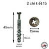 Ốc cam liên kết gỗ chốt cam âm 2 thành phần d12 d15 OC2TP