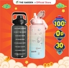 Bình nhắc nhở uống nước có ống hút, vạch chia màu | Dung tích 2000ml