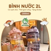Bình nhắc nhở uống nước có ống hút, vạch chia màu | Dung tích 2000ml