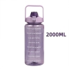 Bình nhắc nhở uống nước có ống hút, vạch chia màu | Dung tích 2000ml