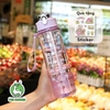 Bình nhắc nhở uống nước có ống hút, vạch chia màu | Dung tích 900ml