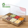 Bộ khay inox 304 THE GARDEN đựng topp g - gia vị  6 và 8 ngăn có nắp nhựa
