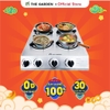Bếp Gas nấu mì cay, cơm niêu THE GARDEN IGWT | Inox | Bếp 4 họng vuông MỚI