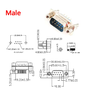Đầu DB9 đực thẳng chân hàn mạch PCB