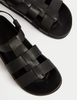 Giày Sandals Marks and Spencer M&S London chính hãng - Leather Ankle Strap Footbed Sandals  All Black - Đen