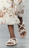 Giày sandals Zara chính hãng bệt quai dây màu kem