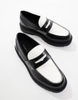 Giày Loafer Pull&Bear chính hãng contrast black and white - Đen