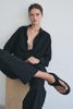 Giày Zara SUEDE FLAT SANDALS black - đen