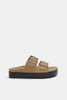 Dép Pull&Bear chính hãng Chunky leather sandals with buckles Đế cao Da bò