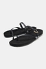 Giày Sandals Zara chính hãng Flat Leathet Strap Black - Đen
