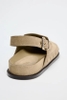Giày Zara chính hãng Split Suede Studded Clogs - Da lộn