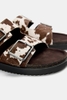 Dép Pull&Bear chính hãng Cow leather sandals with buckle - Nâu