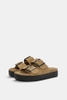 Dép Pull&Bear chính hãng Chunky leather sandals with buckles Đế cao Da bò