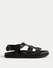 Giày Sandals Marks and Spencer M&S London chính hãng - Leather Ankle Strap Footbed Sandals  All Black - Đen