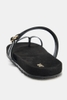 Giày Sandals Zara chính hãng Flat Leathet Strap Black - Đen