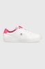 [ Hàng Auth ] Giày hàng hiệu Tommy Hilfiger Elevated Essential Leather Monogram Court Trainers Pink White - Trắng hồng