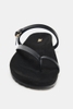 Giày Sandals Zara chính hãng Flat Leathet Strap Black - Đen