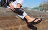 Dép phục hồi sức khoẻ chính hãng OOFOS Healthy Platform Black Sandal - Đen đế cao