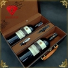 Hộp Quà Rượu Vang Đôi Bằng Da Ba Khuy