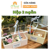 Hộp 2 ngăn/hộp mica 2 ngăn đựng hoa và bánh