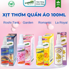 Xả Vải khô/ Xịt Thơm Quần Áo hương Garden, Romantic, Roshi-Tara, La Royal 100ml