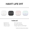 Tai Nghe TWS HAVIT Life 01T, BT 5.4 Gọn Nhẹ, Màng Loa 13mm, Công Nghệ AI Khử Ồn, Nghe Đến 33H - Hàng Chính Hãng