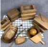 DNP3-15.5X15.5X8 cm  Hộp đựng thực phẩm giấy Kraft nâu có thể tái chế Bánh sandwich Bao bì thực phẩm tùy chỉnh Bán buôn