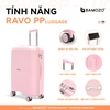 Vali Bamozo RAVO Nhựa PP Siêu Nhẹ - Siêu Bền Size 20/24/28 - Hồng Nhạt