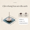 Cắm nhang đĩa gốm xanh