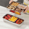 SG: Bộ khay đựng thực phẩm inox 4 ngăn có nắp đậy inox
