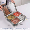 SG: Bộ khay đựng thực phẩm inox 4 ngăn có nắp đậy inox
