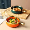 Bát nướng bằng gốm bắc âu có tay cầm vàng salad bát cơm tròn bát mì (60) (Cái)