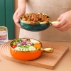 Bát nướng bằng gốm bắc âu có tay cầm vàng salad bát cơm tròn bát mì