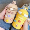 Bình Nước Bọc Nhựa chữ Hello Kèm Stiker thú và dây đeo