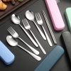 Bộ đũa + muỗng + thìa inox có hộp lúa mạch