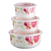 Bộ Set 03 Bát Sứ Hoa Hồng có nắp nhựa đậy