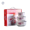 Bộ Set 03 Bát Sứ Hoa Hồng có nắp nhựa đậy (T24)- Ko bao vc- Mới (Bộ)