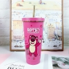 Cốc inox Lotso gấu hồng Có Ống Hút 500ml