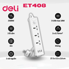 Deli Ổ cắm điện 3 ổ cắm + 3 cổng USB có công tắc ET408-2