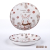 Đĩa Sứ Trắng Hoạ Tiết Hình Thỏ Và Hoa Size 8 (T60) - Ko Bao Bể VC - (Cái)