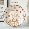 Đĩa Sứ Trắng Hoạ Tiết Hình Thỏ Và Hoa Size 8 (T60) - Ko Bao Bể VC - (Cái)